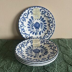 Artisan de Luxe Floral Melamine Salad 🥗 Plates Blue Scroll Set of 4 NEW!
